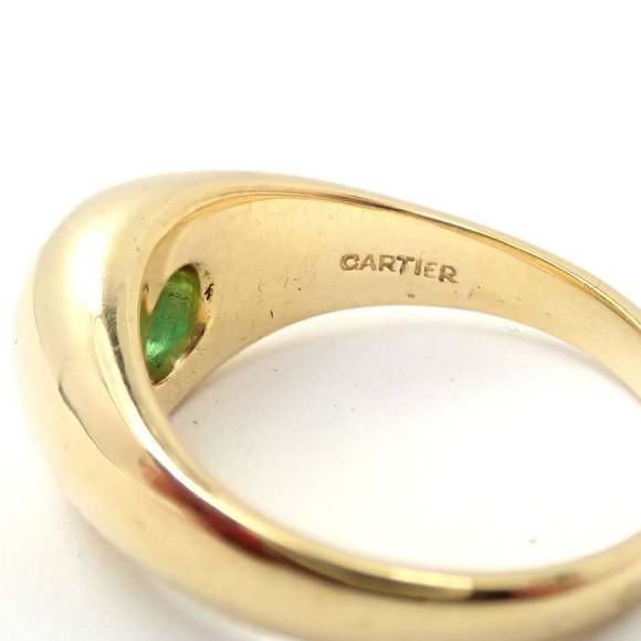 Authentic! Vintage Cartier 18k Yellow Gold Emerald Band Ring - Picture 6 of 8